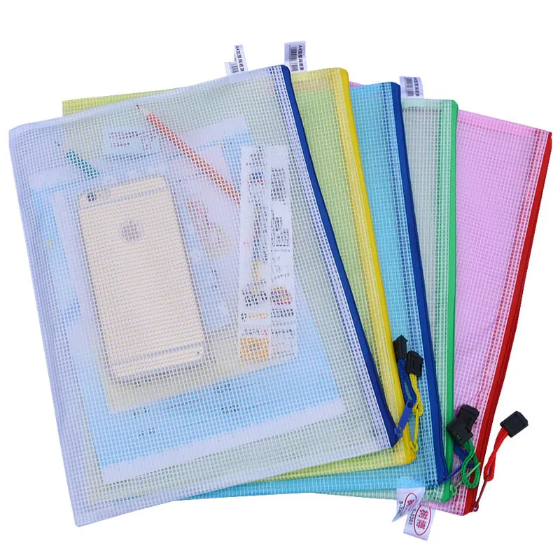 

Jerry A4 File Holder Transparent Grid Zipper Bag Students Waterproof Archives File Bag Stretching Paper Bag Customizable