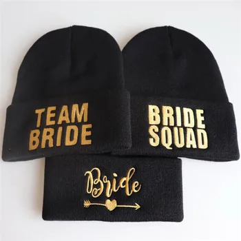 

BRIDE to Be TEAM Bride SQUAD Bachelorette Warm Winter Hats Women Wedding Preparewear Caps Drop Shipping
