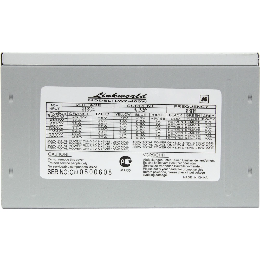 Блок питания LinkWorld ATX 400W LW2-400W(24+4pin) 80mm fan 3xSATA RTL