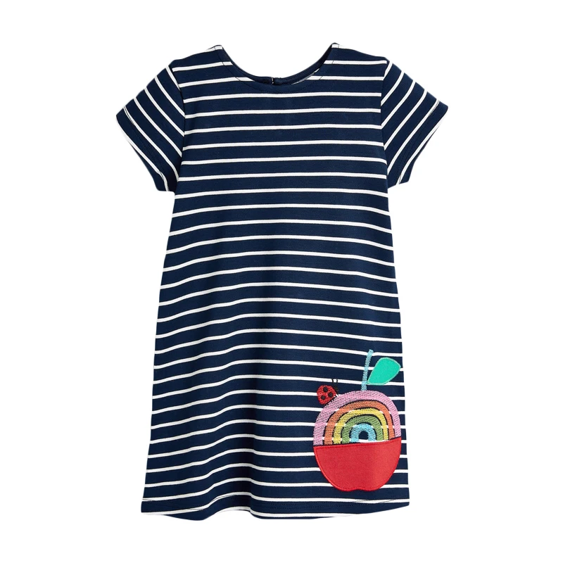 S0684 same picture Little maven Летнее Джинсовое Платье для Девочки Костюм Принцессы Детский Малыш Фрукты Яблоко Элегантное Платье Платье Vestidos - Цвет: S0684 same picture