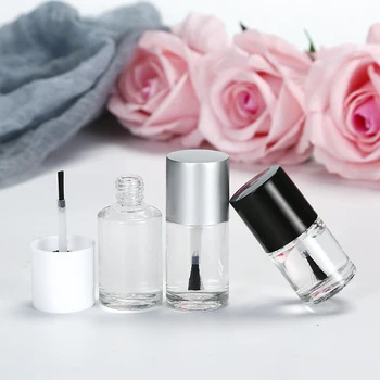 

5pcs/Set 10ml Empty Nail Polish Bottles With Silver Lid Refillable Transparent Glass Nail Varnish Bottles Nail Art Supplies
