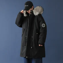 

GlacialWhale Mens Long Down Jacket Men 2020 Winter Cargo Jacket Coat Hooded Windproof Hip Hop Streetwear Black Jacket For Men