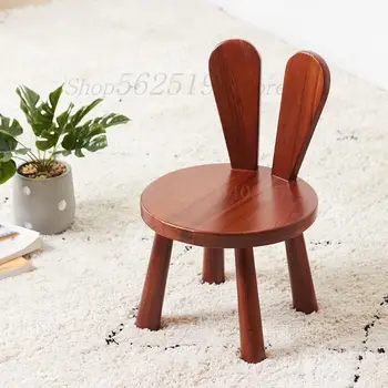 

Solid wood green rabbit ears creative children's stool change shoes stool American simple children's dining chair