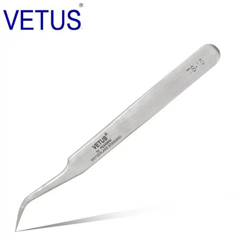 VETUS TS Stainless Steel Eyelashes Tweezers Anti-static Professional Volumn Eyelash Extension Eyebrow Makeup Tool 6