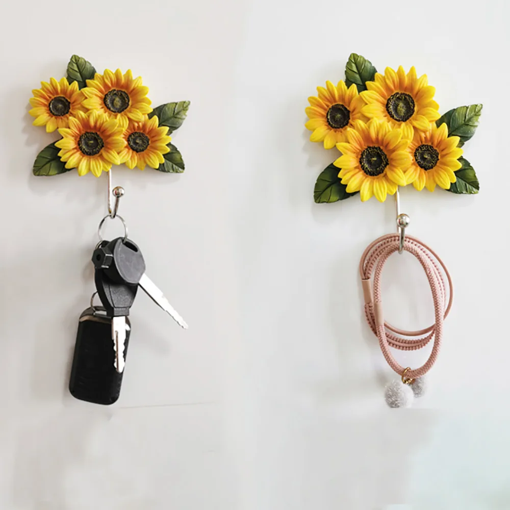 

Creative Sunflower Hanger Hook Waterproof Seamless Sticking Adhesive Wall Hooks Hang Clothes Key Coat Organizer Wall Decorations