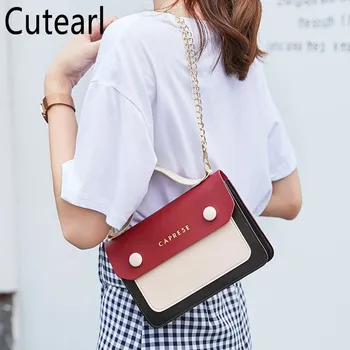 

Women's Contrast Color Shoulder Bag Ladies High-quality Metal Chain Strap messenger handbags Fashion Small Flap Square Bag