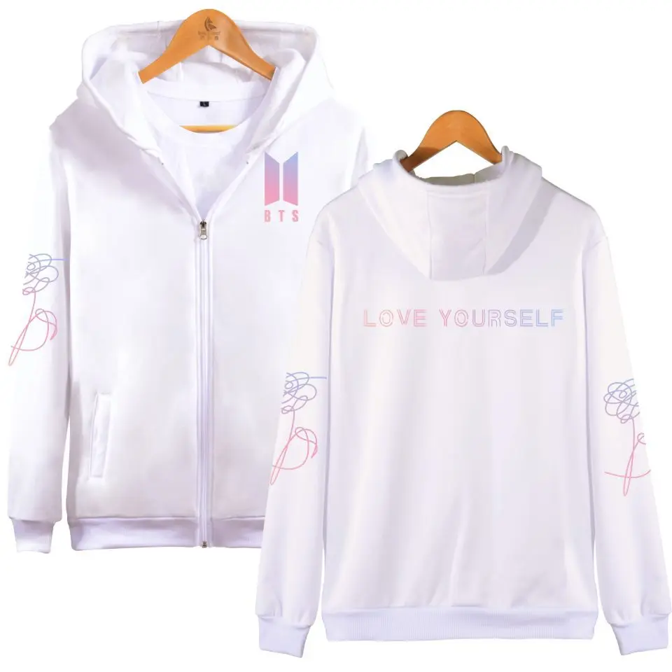 AliExpress стиль BTS пуленепробиваемый для мальчиков альбом LOVE Youself толстовка на молнии