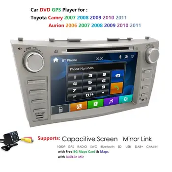 

8Inch 2Din Car DVD Player GPS Navigation Auto Radio For Toyota Camry 2007 2008 2009 2010 2011 Aurion 2006 RDS AUX USB SWC BT CAM