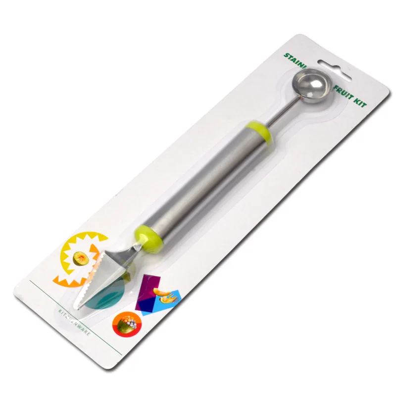 

New Style Double Headed Dual Purpose Carving Knife Fruit Melon Baller Fruit diao hua qi Stainless Steel Fruit-cuttng Device Carv