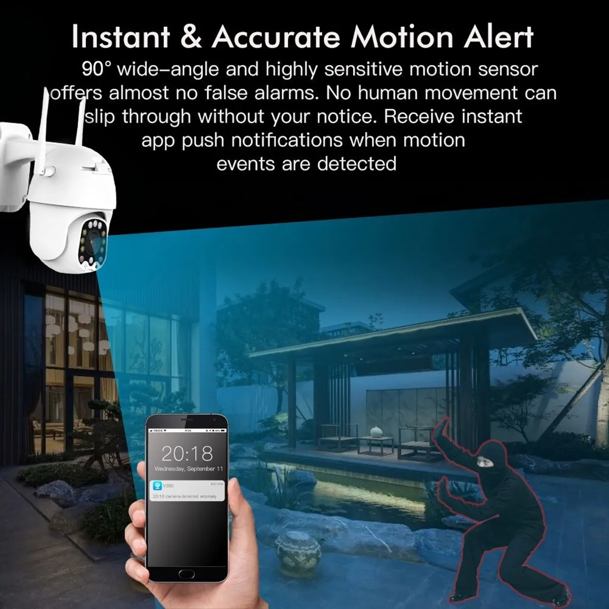  1080P Wireless PTZ IP Camera 8X Digital Zoom Speed Dome Camera Motion tracking Outdoor Indoor WIFI 