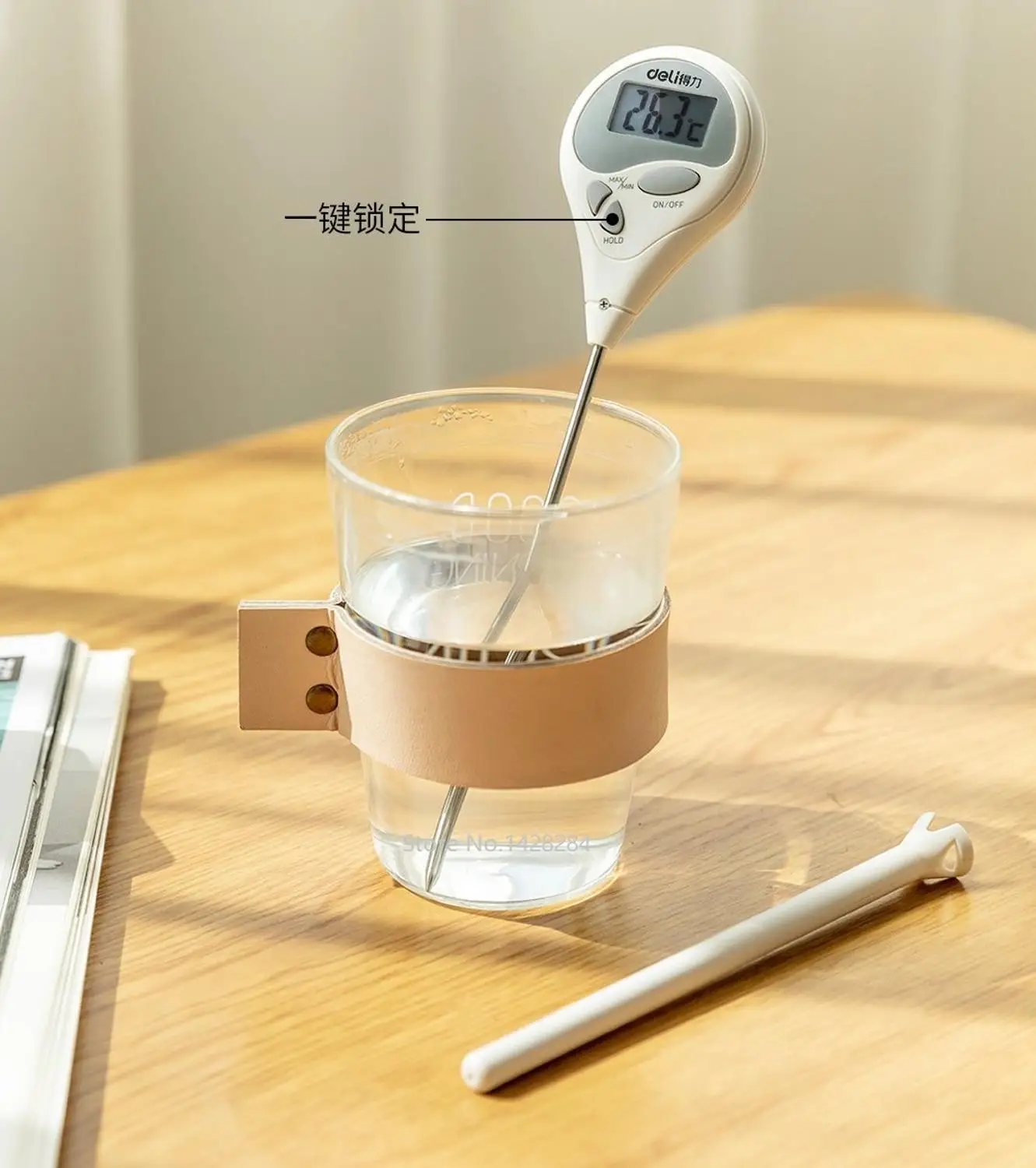 Xiaomi Deli Electronic pen LCD Digital display test thermometer hygrometer Stainless steel description image