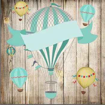 

8x8FT Light Wood Planks Wall Air Balloons Ribbon Baby Shower Custom Backgrounds Photo Studio Backdrops Vinyl 240cm x 240cm