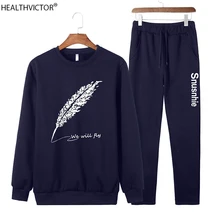 Двухкомпонентная спортивная одежда, повседневная Уличная походная футболка с длинным рукавом, мужской спортивный костюм, набор для студентов, молодых людей, толстовка, штаны, спортивный костюм