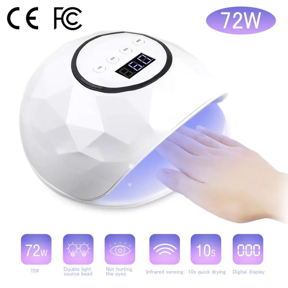 

UV LED Nail Lamp 72W Nail Dryer Curing Lamp 4 Timer Setting Automatic Sensor Quick Drying Pro Curing Lights Cure Gel Nail Polish