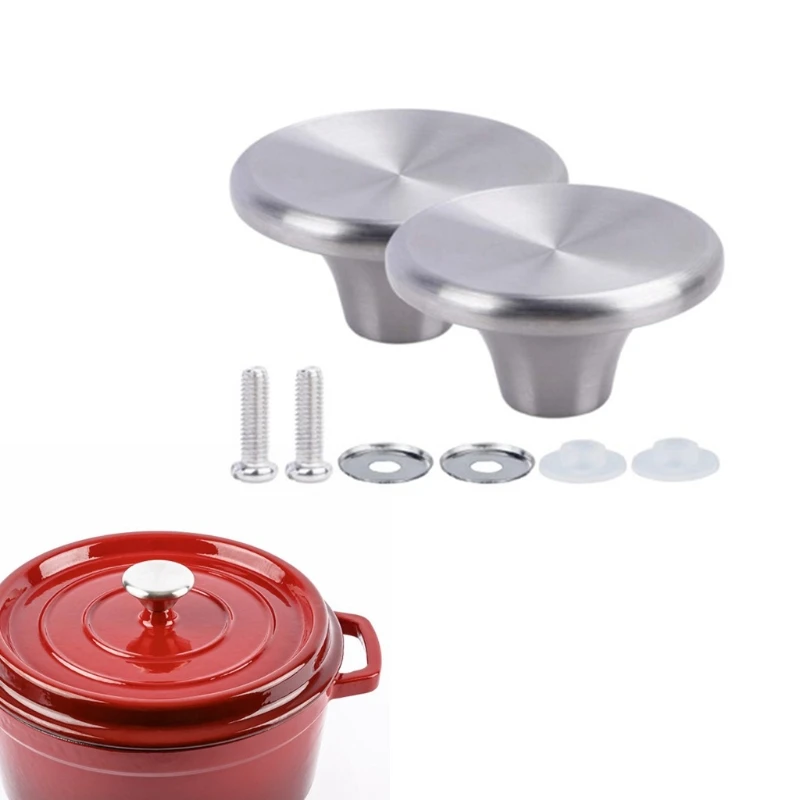 2pcs Bouton de four hollandais, bouton de remplacement de couvercle de pot  en acier inoxydable pour Le Creuset / Pour Aldi / Pour Lodge