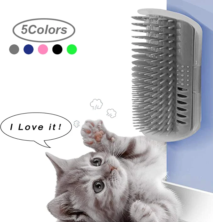 

Cat Self Groomer Brush Cat Toy Corner Tickler with Catnip Cats Dog Hair Removal Comb Pet Massage Grooming Tool Hair Trimmer