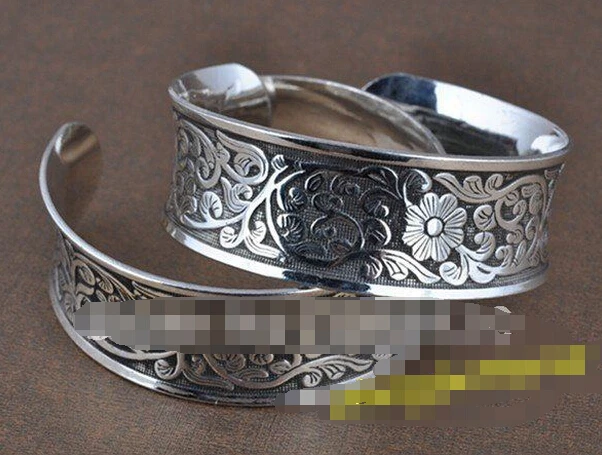 1011+++ Tibet Silver Carved Lucky Flower Bracelet Bangle Xmas | Украшения и аксессуары