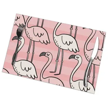 

Tableware Pad Placemats 6 PcsTable Mat Non-Slip Cute Summer Pink Flamingo Placemats for Dining Table