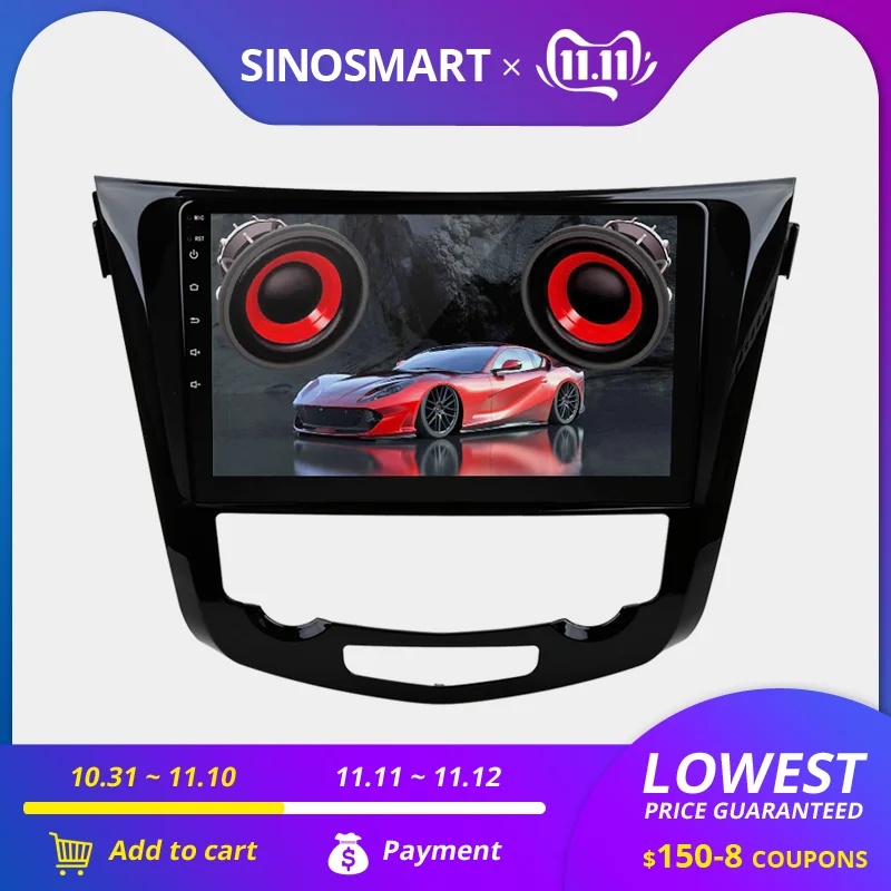 Billig SINOSMART 8 Core CPU DSP Auto Navigation GPS Player für Nissan X trail Qashqai Duali 2013 2018 unterstützung 360 ansicht system 4G netzwerk