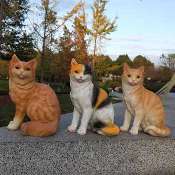 Pastoral Simulation Cat Resin Statues Ornaments Art Courtyard Outdoor Lawn Sculpture Crafts Garden Villa Accessories Decoration