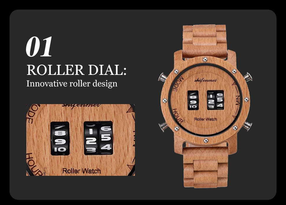 Shifenmei полностью деревянные часы для мужчин роликовый дизайн бизнес часы для мужчин кварцевые часы повседневные спортивные мужские часы Relogio Masculino