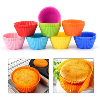 

6/12/100pcs Silicone Cake Baking Molds Cake Mold Paper Cupcake Cup Tray Home Kitchen Cooking Tools Random Color DIY Cake Tools