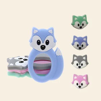 

New 4pc/lot Fox Teether Nursing Cartoon Silicone Beads Baby Teethers Food Grade Teething Toys Pacifier Chain Clip Tools For DIY