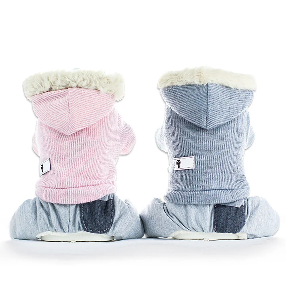 

Wool Rabbit Dog Jumpsuit Winter Leather Pet Clothes Warm Padded Pets Hoodies Coat Puppy Cat Costumes Four-legged For Small Dog 4