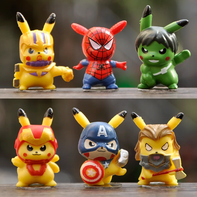 6 шт./компл. TAKARA TOMY Покемон Аниме фигурки из фильма мини игрушка кукла Пикачу