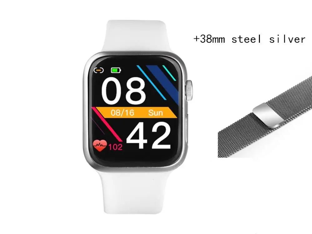 white and steel Предпродажа для Apple 38 мм 40 ремешок P20 1," HD полный сенсорный экран для женщин и мужчин Смарт-часы пульсометр кровяное давление фитнес-трекер - Цвет: white and steel