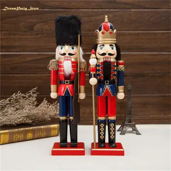 

Wooden Crafts 38CM Fine Nutcracker Soldier Shape Puppet Christmas Gift Decoration