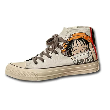 

Casual Unisex Shoes Hand Painted Cartoon Vulcanized Shoes Women Youth High top Lace-up Canvas Shoes Men