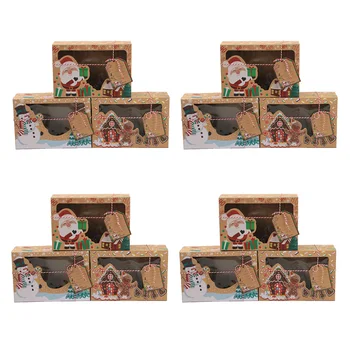 

12pcs Christmas Cookie Boxes Portable Candies Baking Case Party Favor Holders for Party Home Christmas
