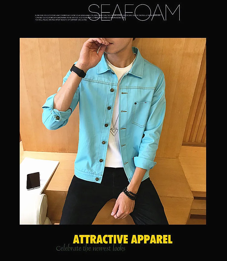 Kezrea Мужская Корейская трендовая тонкая красивая дикая джинсовая куртка осень и зима Новая повседневная мужская куртка