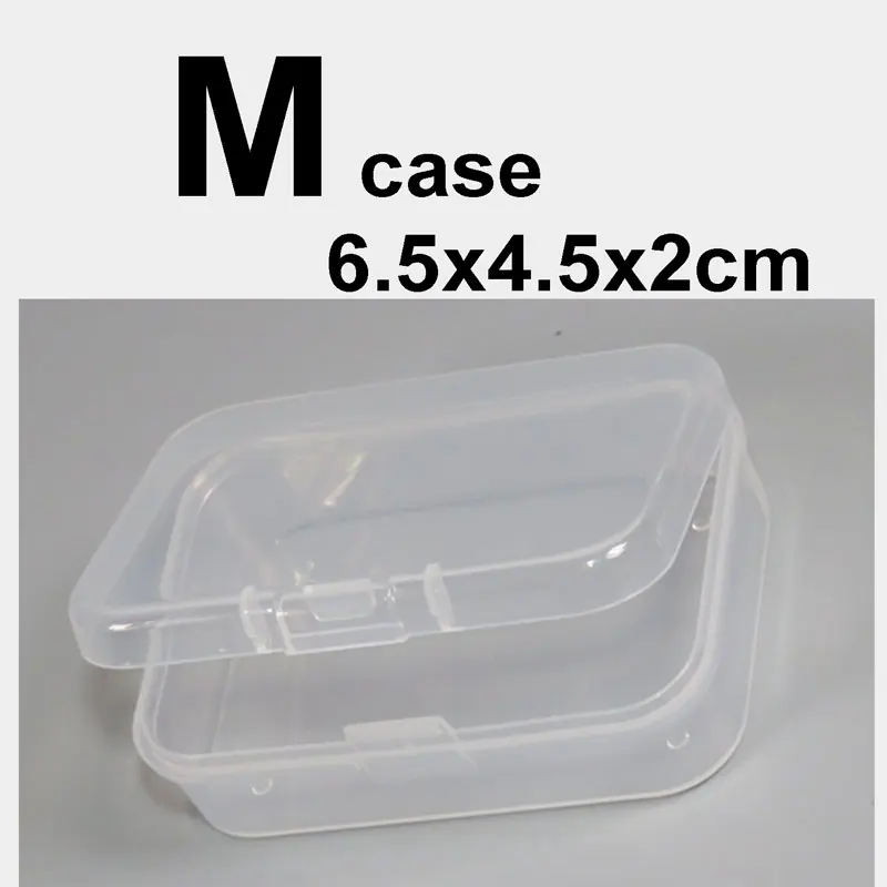 WAKEWO small Clear transparent box memory TF micro SD card case sim card adapter earphone collection box storage - Цвет: M case