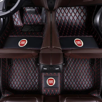 

Leather Luxury Car Logo Mats Fashion Leather Universal Auto Car Fully Enclosed Floor Mats Fit For Fiat 500 500X Series