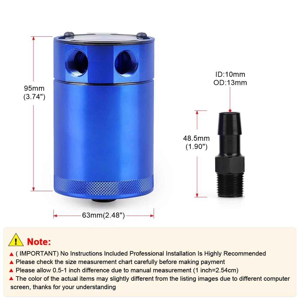oil catch can Universal 300ml Oil Catch Can Compact Baffled 2-Port Aluminum Reservoir Oil Catch Tank Fuel Tank Two Hole Breathable Kettle