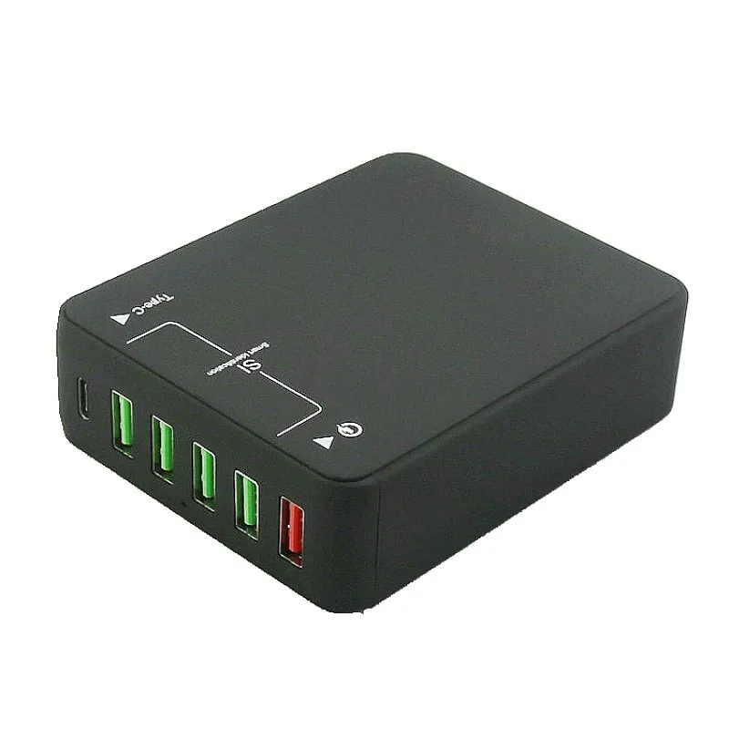 USB Зарядное устройство, 60 Вт QC 3,0 Тип для настольных ПК с Зарядное устройство: 6-Порты и разъёмы зарядка через usb станции, Зарядное устройство концентратор, несколько USB Зарядное устройство для смартфонов