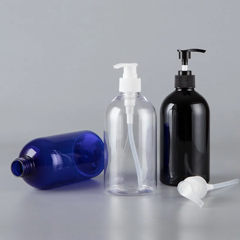 

10pcs 500ml Empty Colored Cosmetic PET Black Clear Lotion Bottles Plastic Lotion Pump Shampoo Bottle Packaging Container