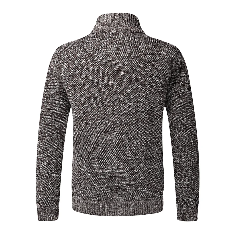 Men's Autumn Winter Sweater New Cardigan Zip Sweatercoat Casual Loose Knitted Solid Stand Collar Cold Jackets Knit Sweaters Coat