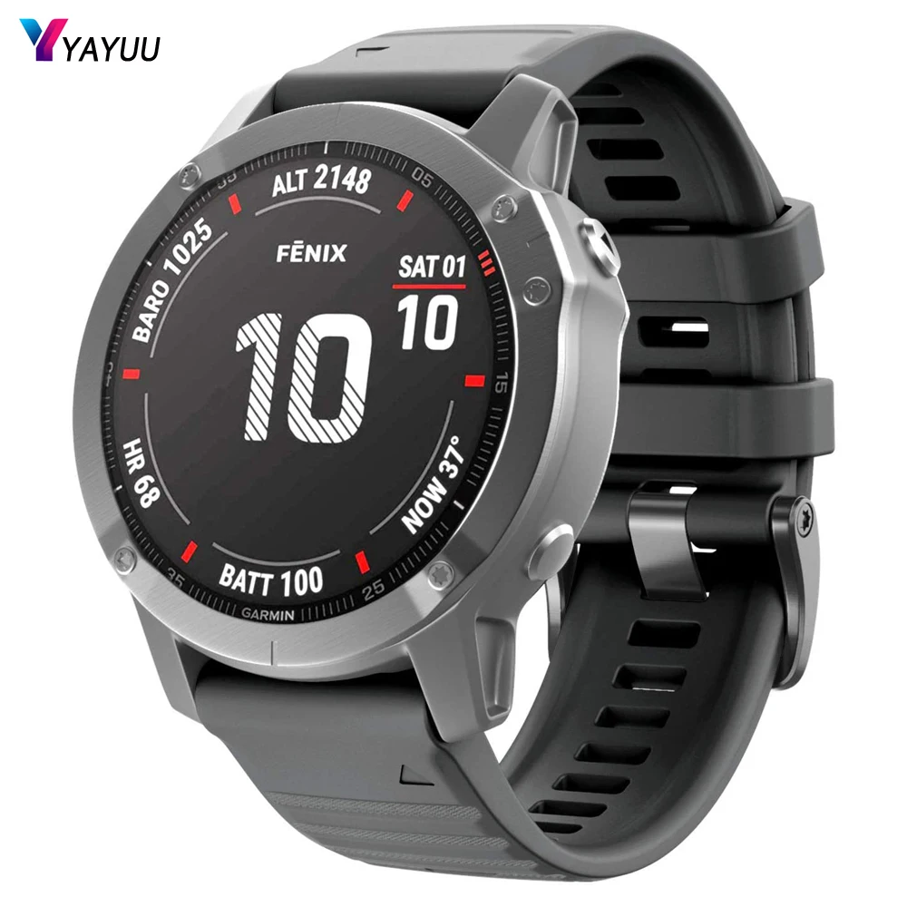 Cinturino Per Orologio Yayuu Per Cinturino Garmin Fenix 6X 26Mm Cinturino In Silicone Easy Fit Per Fenix 5X/5X Plus/Fenix 6X Pro/Descente Mk1 Mk2