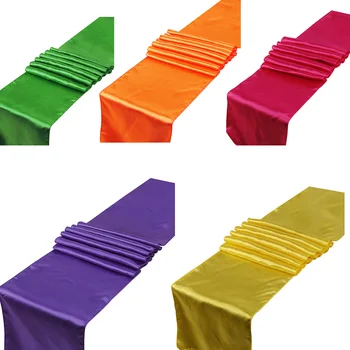 

10pcs 30x275cm Solid Color Satin Table Runner For Birthday Wedding Christmas Banquet Party Table Decoration (Buy 4 Get 2 free)