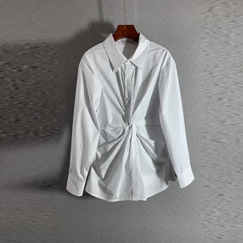 

SuperAen 2020 Spring and Summer Women Shirts New Europe Wild Cotton Casual Ladies Blouses and Tops Lapel Long Sleeve Shirts