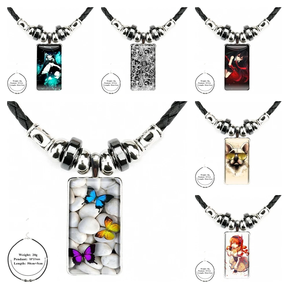 For Men Women Reasonal Price Akame Ga Kill Anime Printed Steel Color Glass Cabochon With Rectangle Shaped Pendant Choker Black |