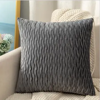 

2 packs Modern Solid Stripe Cushion Covers Couch Bed Sofa Velvet Throw Pillows Covers Soft Living Room Square Pillowcases 45x45