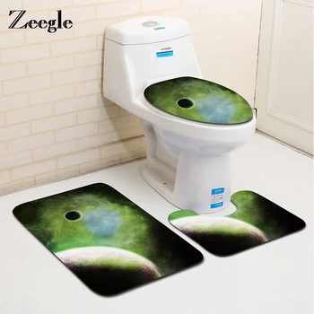 

Zeegle Star Series Bathroom Carpet 3 Pieces Toilet Rug Set Non-slip Bath Mats Shower Room Pad Doormats Absorbent Toilet Cover