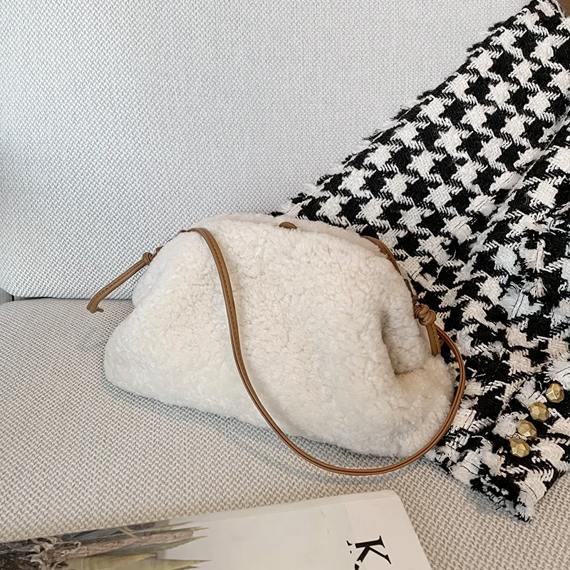 WOONAM женская модная сумка из натуральной шерсти зимняя сумка клатч через плечо WB1128