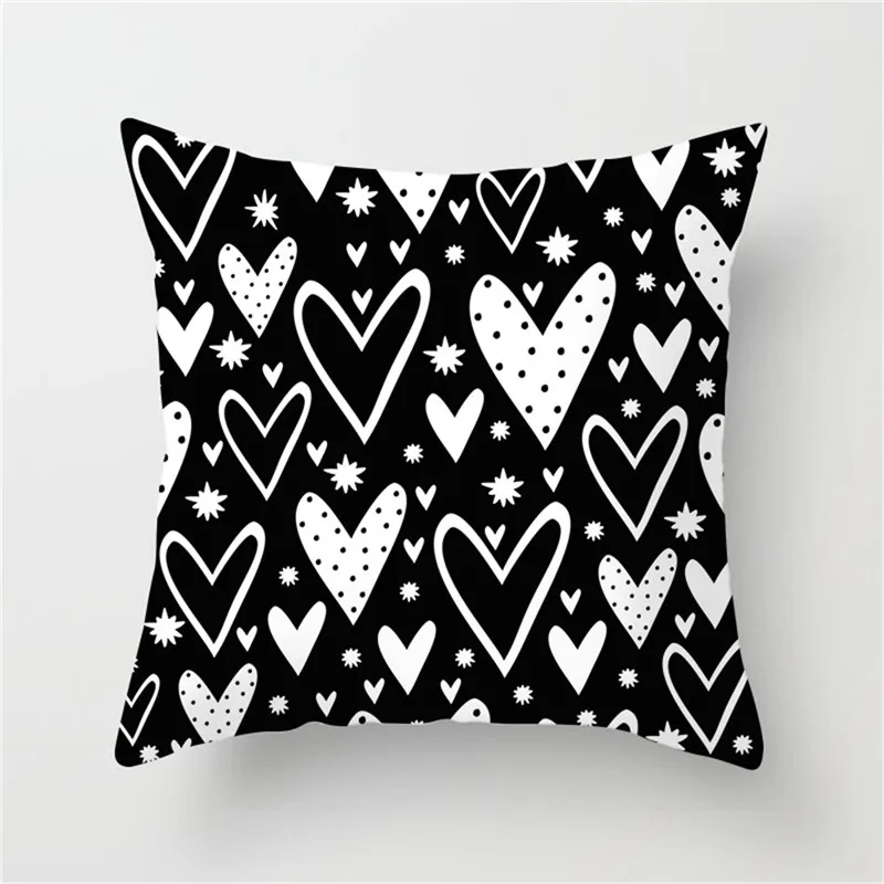 Fuwatacchi White and Black Stripe Wove Dot Wave Love Pillow Case Various Geometric Cushion Cover Decorative Pillows Cover 2019 Fuwatacchi White and Black Stripe Wove Dot Wave Love Pillow Case Various Geometric Cushion Cover Decorative Pillows Cover 2019
