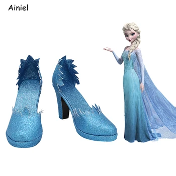 

Ainiel Hot Sale Princess Elsa Cosplay Shoes Elsa Boots Elsa Anna Halloween Costumes High Heels Dance Shoes Women Girls Female