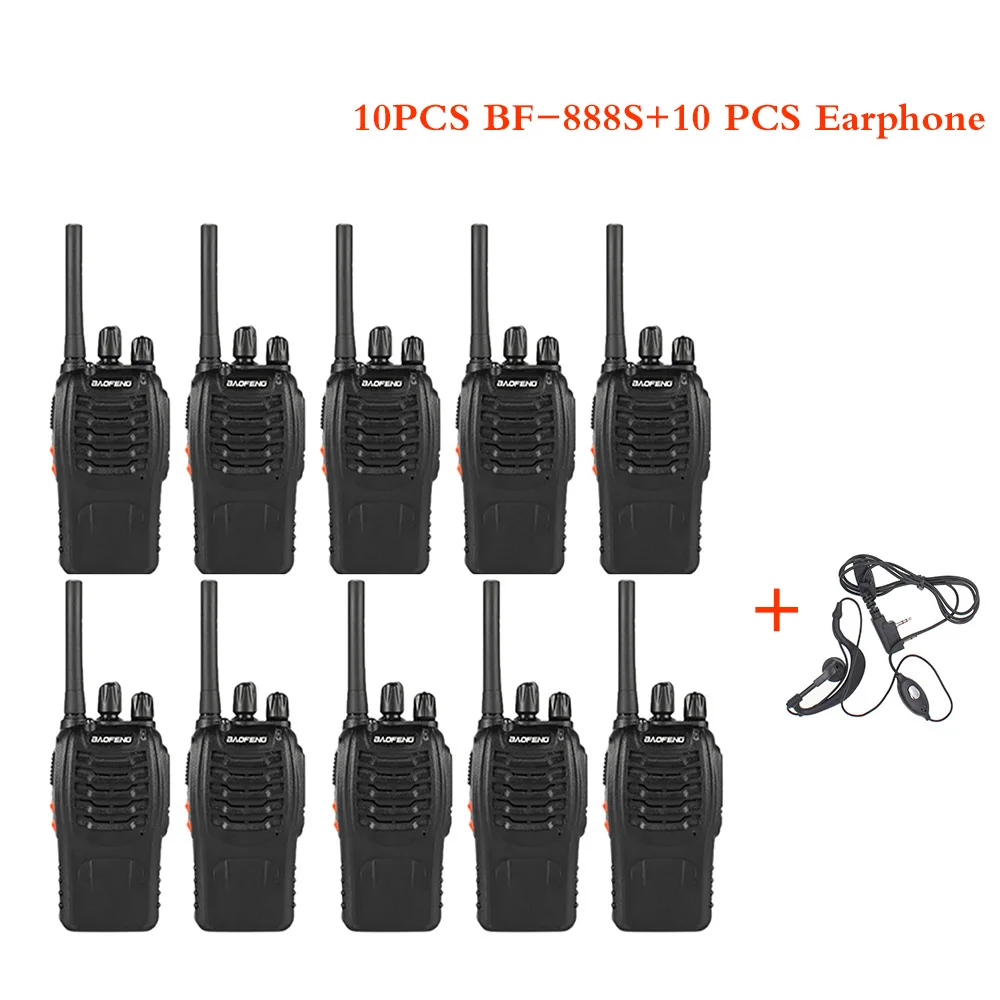 10BF-888S-10Earphone 10 шт BaoFeng BF-888S UHF 400-470MHz двухсторонняя рация с аккумулятором 3,7 V 1500mAh - Цвет: 10BF-888S-10Earphone